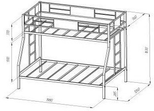 Двухъярусная кровать Гранада, черная