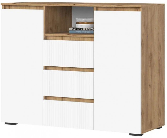 Хелен КМ 01 Комод 1202 (1.202х0.958х0.460) белый супер, белый/дуб крафт золото