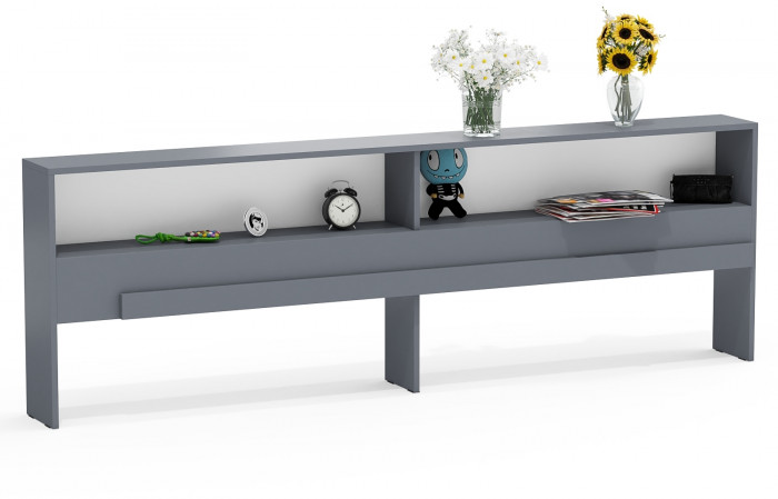 Ксения Прикроватный блок, цвет графит, ШхГхВ 21,6х221,6х72 см.