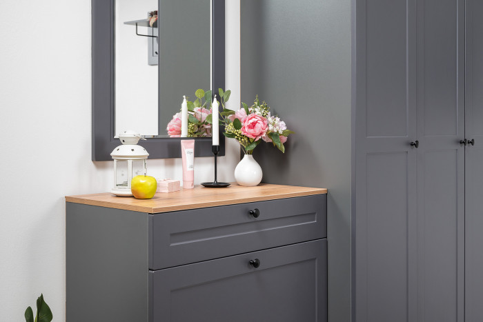 Остин 16.121 Тумба для обуви, цвет серый графит/дуб крафт золотой, ШхГхВ 80х41,6х99,3 см.