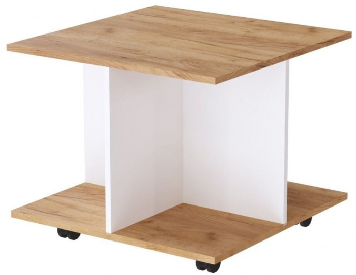 Журнальный стол Консул-10 Белый/дуб крафт золотой