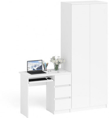 Мори компьютерный стол МС-6 правый + Шкаф МШ800.1, белый
