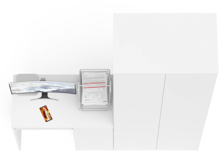 Мори компьютерный стол МС-1 правый + Шкаф МШ800.1, белый