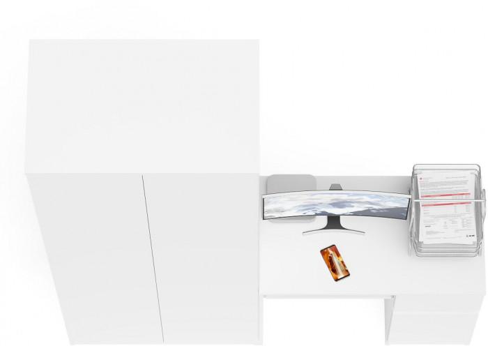 Мори компьютерный стол МС-1 правый + Шкаф МШ800.1, белый