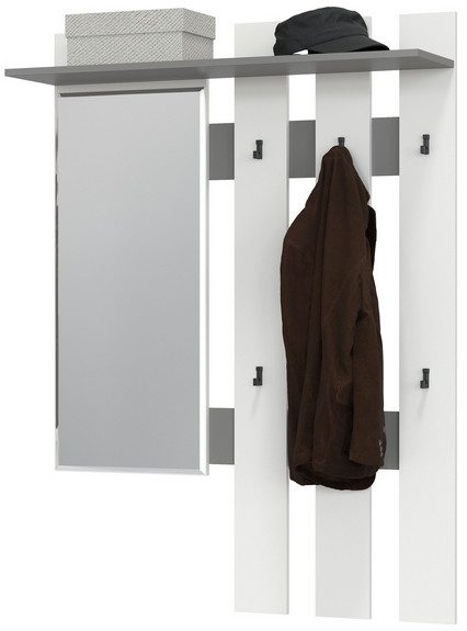 Лира ГК 2-3814граф/бел Вешалка с зеркалом, графит/белый