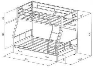 Двухъярусная кровать Гранада-1ПЯ, серый / Венге (Венге, Серый)