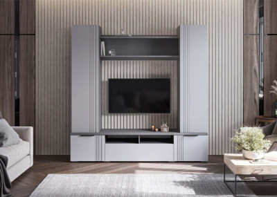 мс для гостиной Альмерия А-2000 серый графит/бархат серый