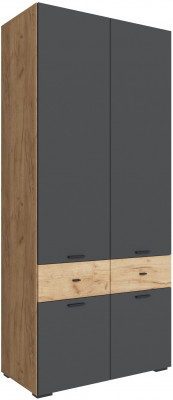 Шкаф 2-х створчатый Дублин, Дуб крафт золотой/Графит серый