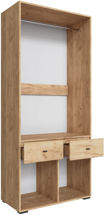 Шкаф 2-х створчатый Дублин, Дуб крафт золотой/Графит серый