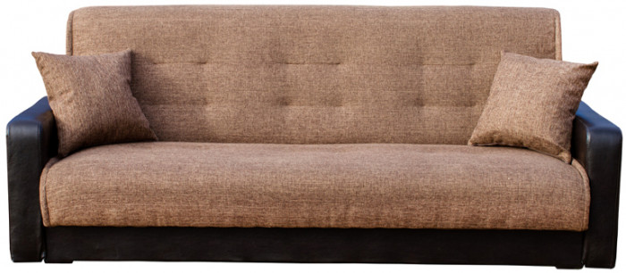 Раскладной диван-кровать, прямой, книжка, цвет коричневый экокожа/рогожка, Лондон 140х190