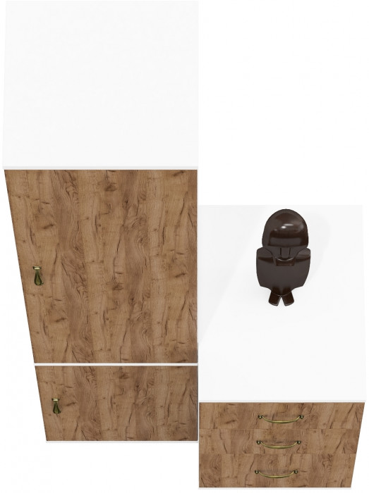 Лидер-8 Пенал МД 22Б + Тумба МД 3.16, цвет белый шагрень/крафт золото, ШхГхВ 80х50х190 см., универсальная сборка