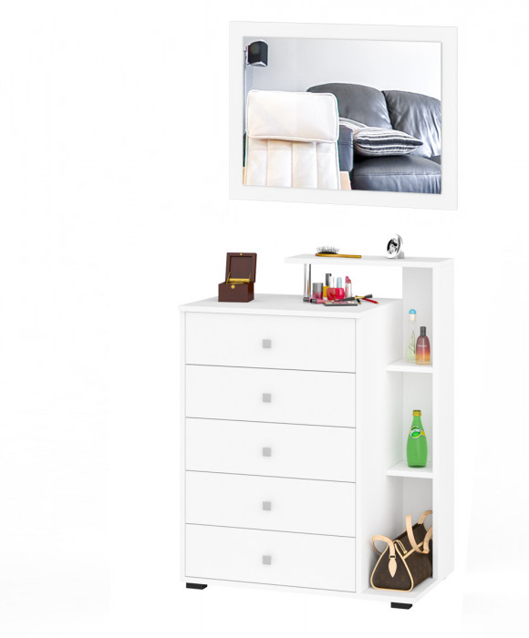 Камелия Комод + Зеркало, цвет белый, ШхГхВ 80х46,8х178 см., НЕ универсальная сборка