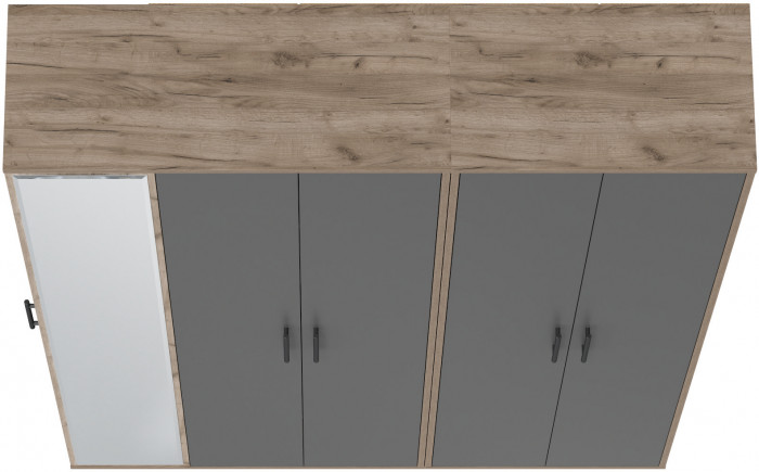 Прихожая Домино-мини + Шкаф для одежды Домино, цвет дуб крафт табачный/графит, ШхГхВ 148х36х202 см., универсальная сборка