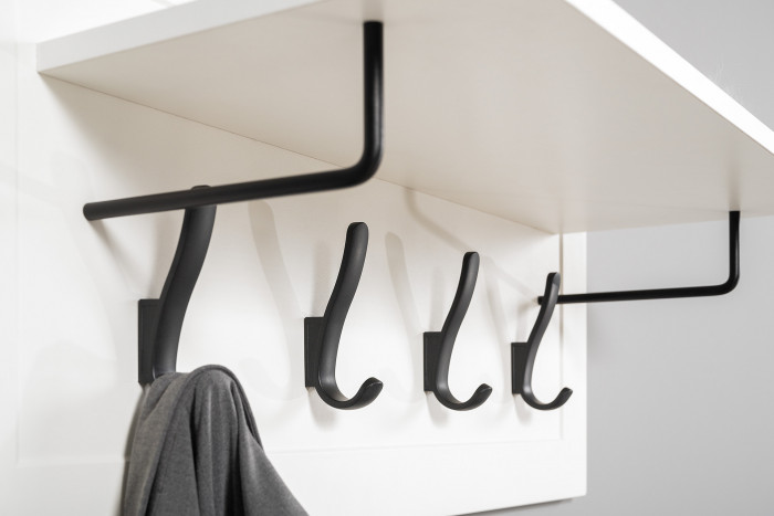 Остин 15.12 Вешалка + 15.12 Вешалка, цвет белый шагрень, ШхГхВ 159,4х29,6х39,7 см.