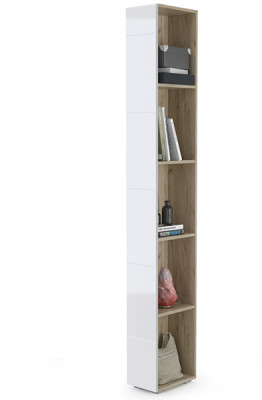 Лайн 10.141 Стеллаж, дуб крафт серый/фасады МДФ белый глянец