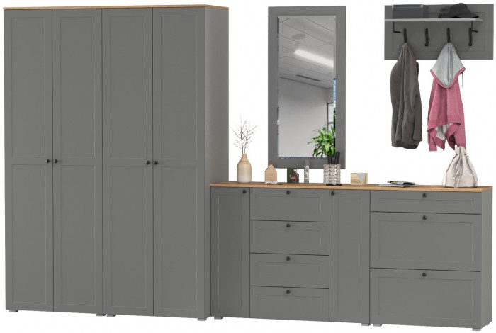 Остин Прихожая 60, серый графит/дуб крафт золотой