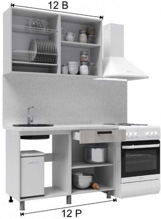 Кухонный гарнитур Луксор 1,2м Клен белый