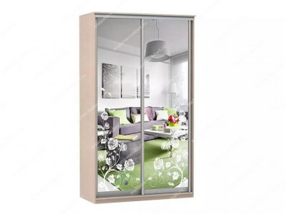 Шкаф купе Модерн 905х450 2-х дверный зеркальный с пескоструем №3 ясень