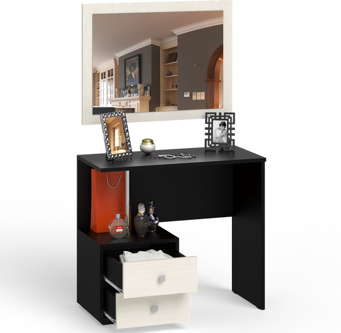 Камелия Стол косметический + Зеркало, цвет венге/дуб лоредо, ШхГхВ 85х40х145 см., НЕ универсальная сборка