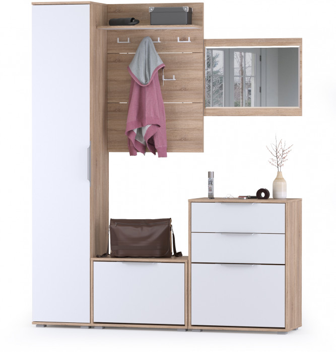 Куба Прихожая 20, цвет дуб сонома/белый премиум, ШхГхВ 170х38,3х210,6 см., универсальная сборка