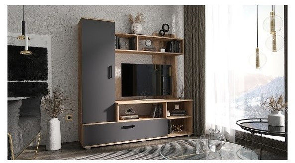 Гостиная Мини ЛДСП (Дуб крафт/ Белый Глянец)