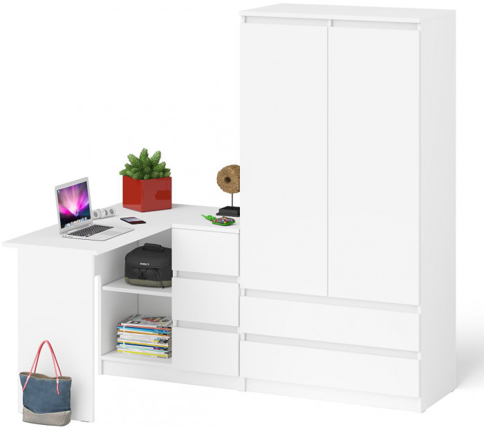 Мори компьютерный стол МС-16 правый + Шкаф МШ900.1, белый