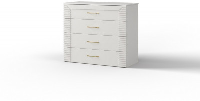 Комод четырехъящечный "Карлин" - Белый текстурный/Корунд джелато