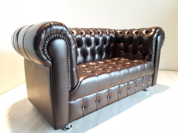 Диван Честер 2- х местный, коричневый сиденье каретка
