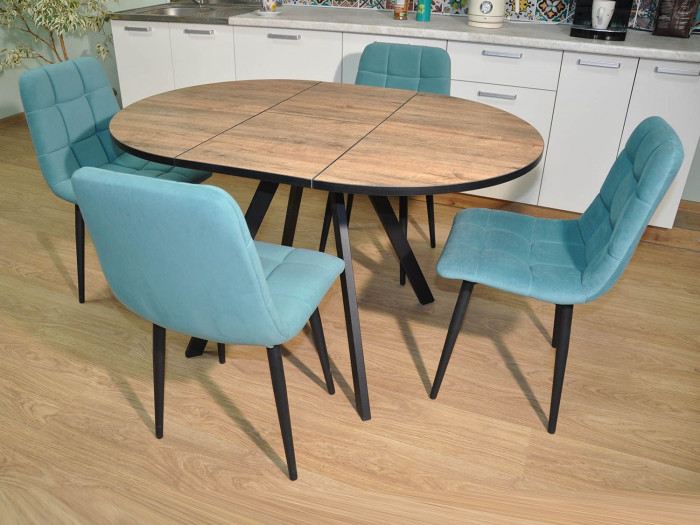 Обеденная группа Нарди / Стул Х 4 шт. / Дуб Веллингтон/черный / бид 15