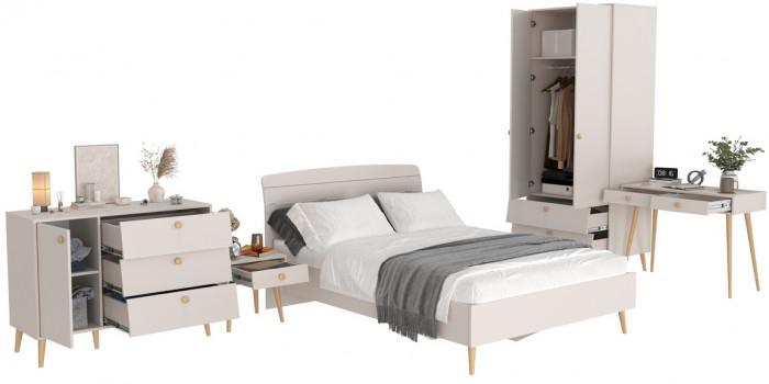 Афина Спальня 25-1400, цвет кашемир серый, сп.м. 1400х2000 мм., б/м, основание есть - фанера