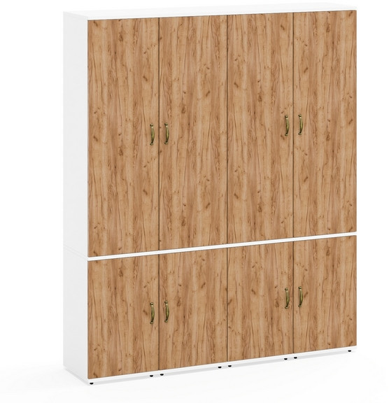 Лидер-8 Пенал МД 22Б 4 шт., цвет белый шагрень/крафт золото, ШхГхВ 160х37,5х190 см., универсальная сборка