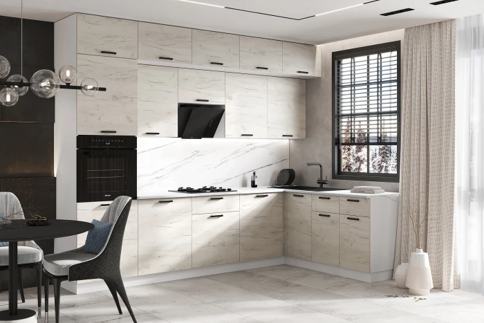 ЛДСП Кухня Рио NEW 3,0х1,8м Компановка №2 дуб крафт белый (антарес)