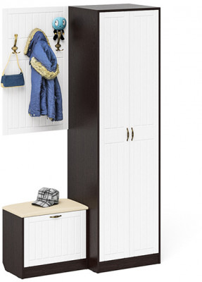 Прихожая П-6 Компоновка № 12, цвет венге/фасады МДФ белое дерево фрезеровка прованс, ШхГхВ 120х50х210 см., универсальная сборка