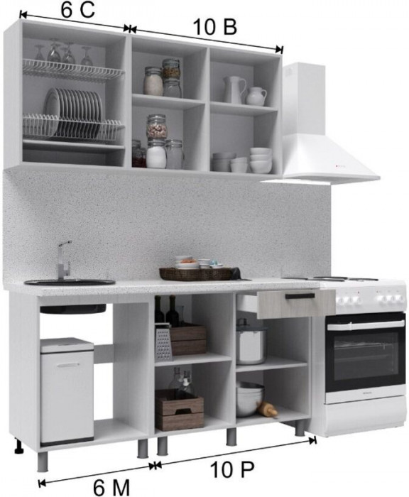 Кухонный гарнитур Луксор 1,6м Клен белый