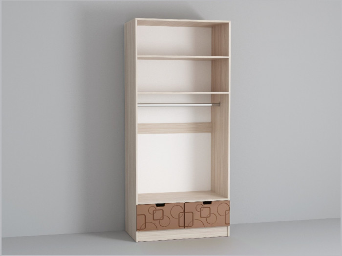 Бриз МДФ Шкаф 2 створчатый (Квадрат/Ясень шимо светлый/Шоколад)