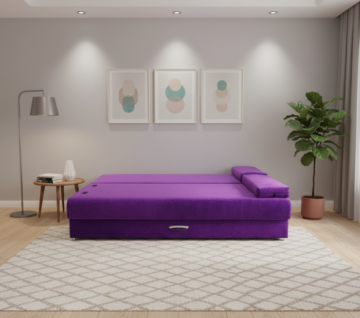 Диван-еврокнижка Амстердам Мини люкс, 150, велюр фиолетовый