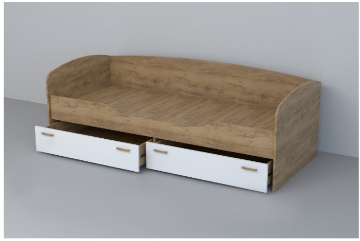 Кровать 0,8 арт.016 (Бетон Светлый/Белый Глянец)