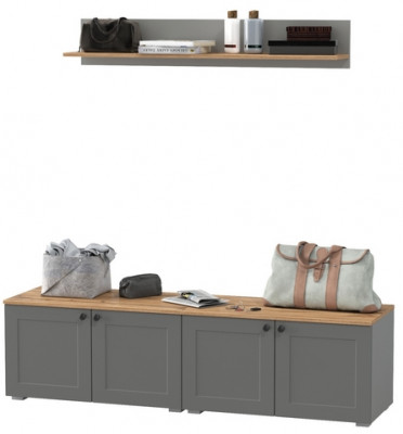 Остин Прихожая 64, серый графит/дуб крафт золотой