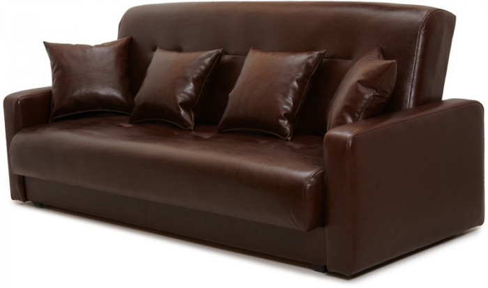 Диван-кровать Аккорд 120х190, книжка, экокожа, цвет коричневый