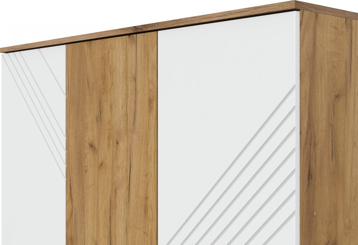 Шкаф трехстворчатый Байкал, Дуб Золотой, Белый матовый