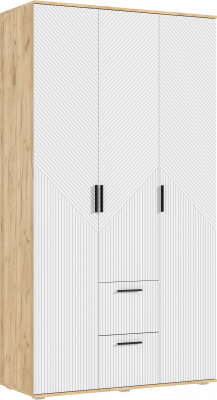 Сильвия Шкаф 3-х створчатый 1200, Браш Вайт/Дуб Крафт