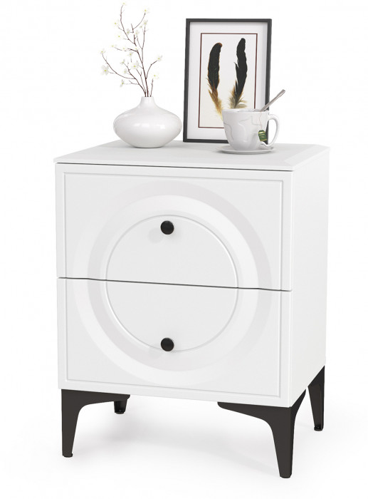 Валенсия Спальня 13.291 Тумба прикроватная, цвет ЛДСП белый шагрень/МДФ белый шагрень, ШхГхВ 49,2х38,4х64 см.