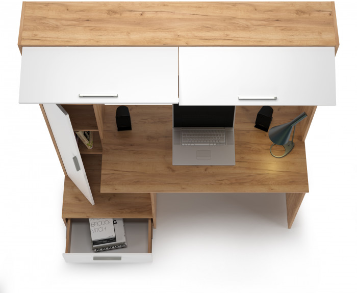 Лайт письменный стол 03.243Н, дуб крафт золотой/белый премиум