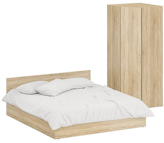 Кровать 1800 + Шкаф угловой Стандарт, цвет дуб сонома, ШхГхВ 183,5х203,5х70 + 81,2х81,2х200см., сп.м. 1800х2000 мм., без матраса, основание есть