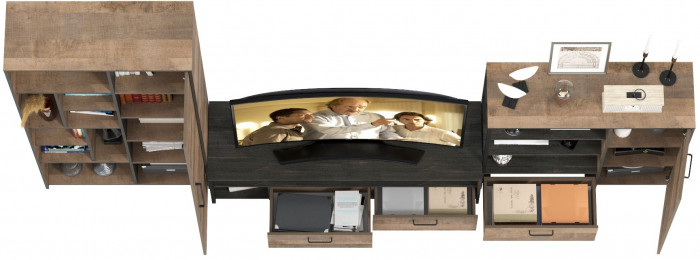 Трувор Гостиная 048, цвет дуб гранж песочный/интра, ШхГхВ 351,8х45,4х194,2 см., универсальная сборка