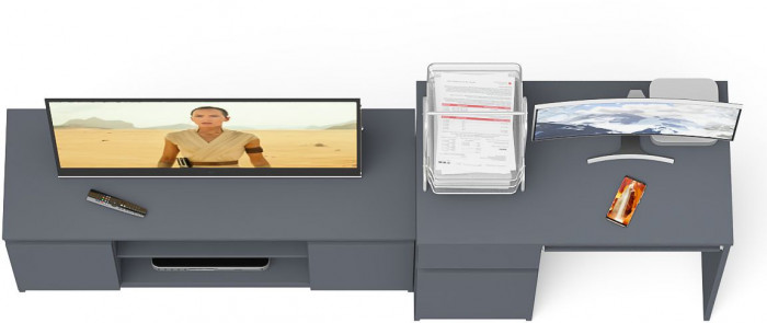 Мори Стол компьютерный МС-1 левый + Тумба МТВ1200.1, цвет графит, ШхГхВ 210,4х50х76,6 см., выдвижной ящик слева, НЕ универсальная сборка