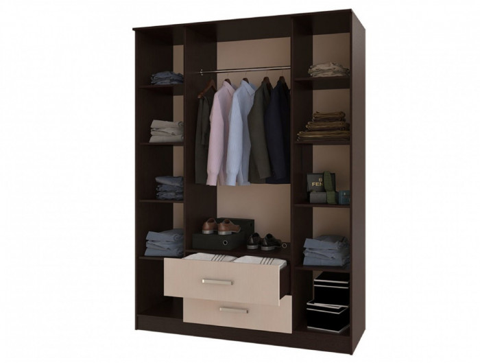 Фиеста Шкаф четырехдверный, венге/дуб беленый