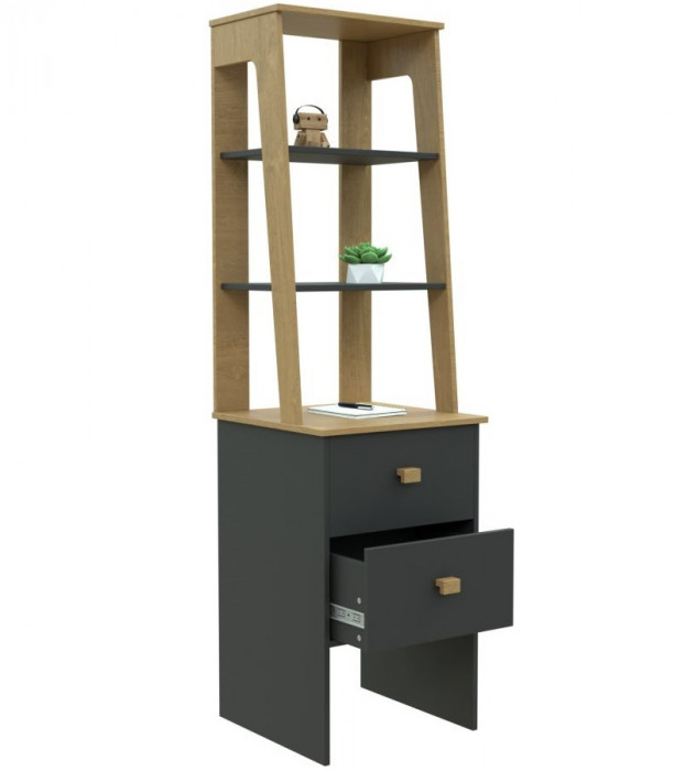 Стеллаж 2 ящика "Скандинавия " - Антрацит/Дуб наварра