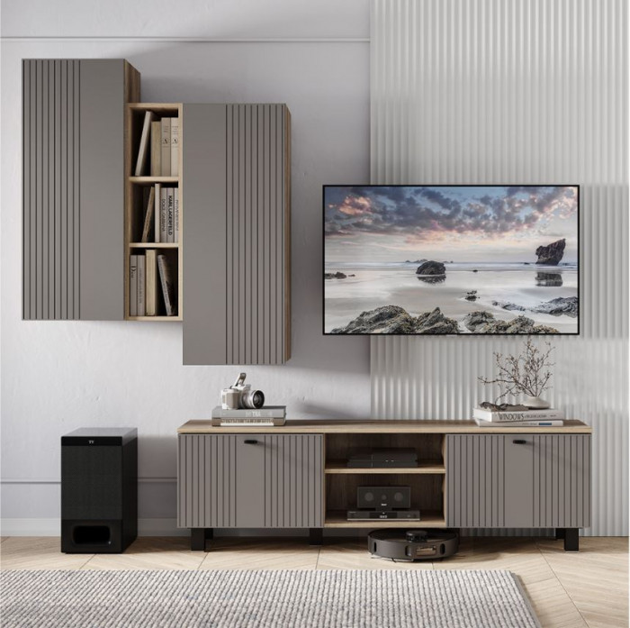 "Олива" ШКН-01 шкаф навесной Дуб каньон/MF14 Муссон софт