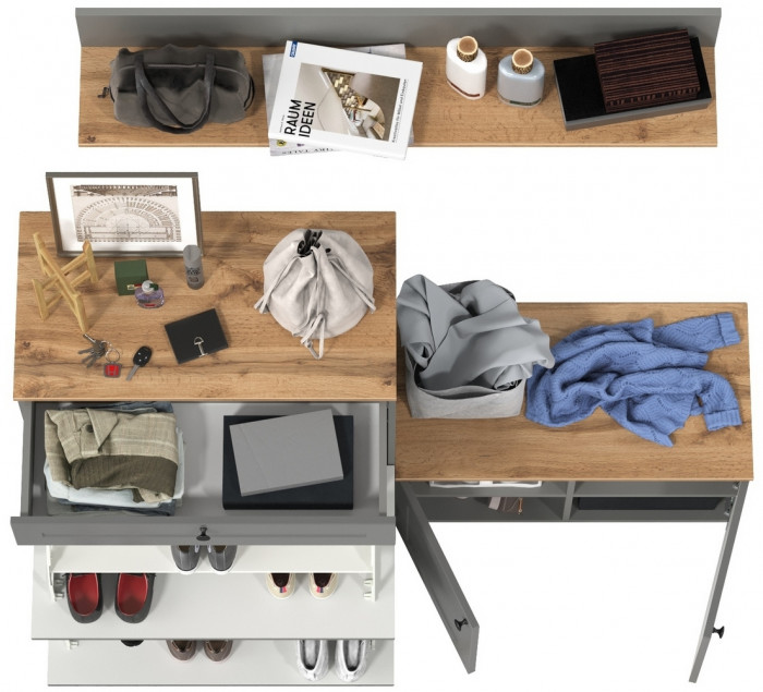 Остин Прихожая 65, серый графит/дуб крафт золотой